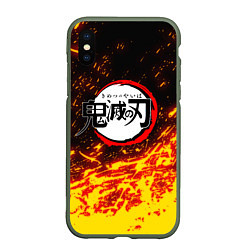 Чехол iPhone XS Max матовый KIMETSU NO YAIBA, цвет: 3D-темно-зеленый