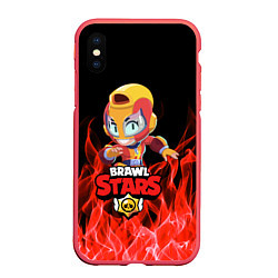 Чехол iPhone XS Max матовый BRAWL STARS MAX, цвет: 3D-красный