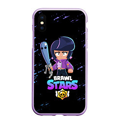 Чехол iPhone XS Max матовый BRAWL STARS BIBI, цвет: 3D-сиреневый