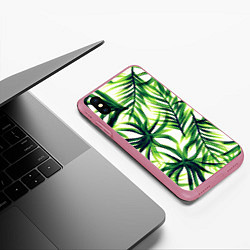 Чехол iPhone XS Max матовый Тропики, цвет: 3D-малиновый — фото 2
