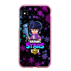 Чехол iPhone XS Max матовый BRAWL STARS BIBI, цвет: 3D-розовый