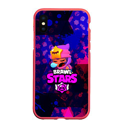 Чехол iPhone XS Max матовый BRAWL STARS:СЭНДИ, цвет: 3D-красный