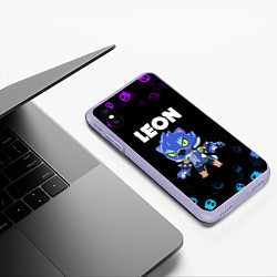 Чехол iPhone XS Max матовый BRAWL STARS LEON, цвет: 3D-светло-сиреневый — фото 2