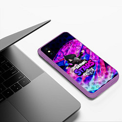 Чехол iPhone XS Max матовый BRAWL STARS CROW, цвет: 3D-фиолетовый — фото 2