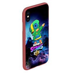 Чехол iPhone XS Max матовый Brawl Stars Leon, Dab, цвет: 3D-красный — фото 2