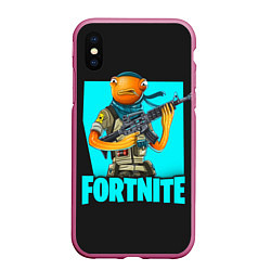 Чехол iPhone XS Max матовый Fortnite, цвет: 3D-малиновый