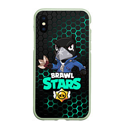 Чехол iPhone XS Max матовый BRAWL STARS CROW, цвет: 3D-салатовый