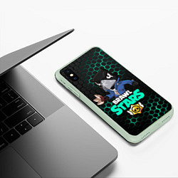 Чехол iPhone XS Max матовый BRAWL STARS CROW, цвет: 3D-салатовый — фото 2