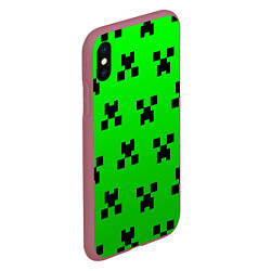 Чехол iPhone XS Max матовый MINECRAFT, цвет: 3D-малиновый — фото 2