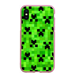 Чехол iPhone XS Max матовый MINECRAFT, цвет: 3D-розовый