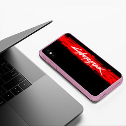 Чехол iPhone XS Max матовый CYBERPUNK 2077, цвет: 3D-розовый — фото 2