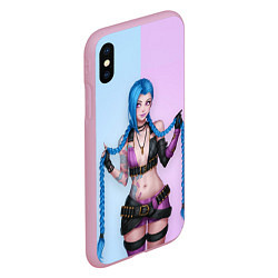 Чехол iPhone XS Max матовый League of Legends Jinx, цвет: 3D-розовый — фото 2