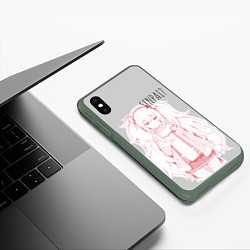 Чехол iPhone XS Max матовый Kawaii loli anime, цвет: 3D-темно-зеленый — фото 2