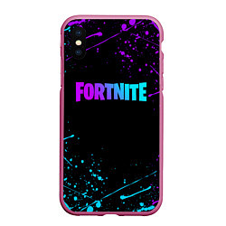 Чехол iPhone XS Max матовый FORTNITE, цвет: 3D-малиновый