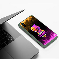 Чехол iPhone XS Max матовый Brawl Stars Sandy, цвет: 3D-темно-зеленый — фото 2