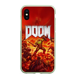 Чехол iPhone XS Max матовый DOOM, цвет: 3D-салатовый