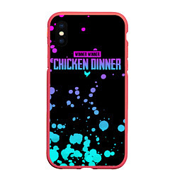 Чехол iPhone XS Max матовый Chicken Dinner, цвет: 3D-красный