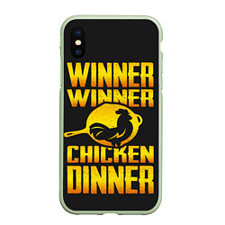 Чехол iPhone XS Max матовый Winner Chicken Dinner, цвет: 3D-салатовый