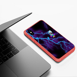 Чехол iPhone XS Max матовый Brawl Stars LEON SHARK, цвет: 3D-красный — фото 2