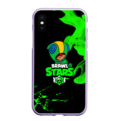 Чехол iPhone XS Max матовый BRAWL STARS LEON, цвет: 3D-светло-сиреневый