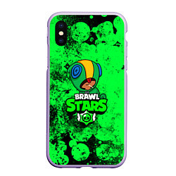 Чехол iPhone XS Max матовый BRAWL STARS LEON, цвет: 3D-светло-сиреневый