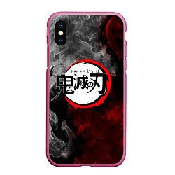 Чехол iPhone XS Max матовый KIMETSU NO YAIBA, цвет: 3D-малиновый