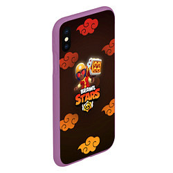 Чехол iPhone XS Max матовый Brawl Stars Lion Dance Brock, цвет: 3D-фиолетовый — фото 2