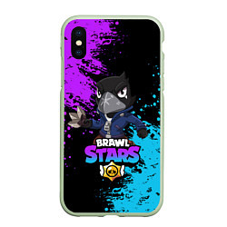 Чехол iPhone XS Max матовый Brawl Stars Crow, цвет: 3D-салатовый