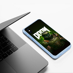 Чехол iPhone XS Max матовый Doom Eternal, цвет: 3D-голубой — фото 2