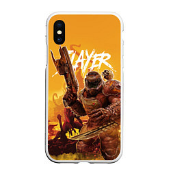 Чехол iPhone XS Max матовый Doom Slayer, цвет: 3D-белый