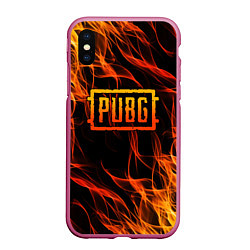 Чехол iPhone XS Max матовый PUBG, цвет: 3D-малиновый