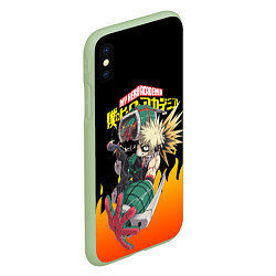 Чехол iPhone XS Max матовый MY HERO ACADEMIA яркое пламя, цвет: 3D-салатовый — фото 2