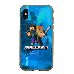 Чехол iPhone XS Max матовый Minecraft Майнкрафт, цвет: 3D-темно-зеленый