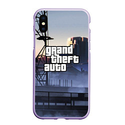 Чехол iPhone XS Max матовый GTA VI, цвет: 3D-светло-сиреневый