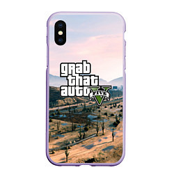 Чехол iPhone XS Max матовый Grand Theft Auto 5, цвет: 3D-светло-сиреневый