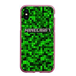 Чехол iPhone XS Max матовый MINECRAFT CREEPER КАПЮШОН, цвет: 3D-малиновый