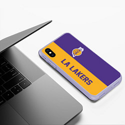 Чехол iPhone XS Max матовый LA LAKERS, цвет: 3D-светло-сиреневый — фото 2