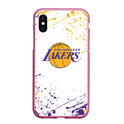 Чехол iPhone XS Max матовый LA LAKERS, цвет: 3D-малиновый