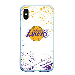 Чехол iPhone XS Max матовый LA LAKERS, цвет: 3D-голубой