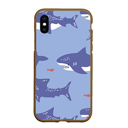 Чехол iPhone XS Max матовый Акулий косяк, цвет: 3D-коричневый