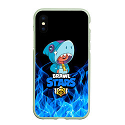 Чехол iPhone XS Max матовый BRAWL STARS LEON, цвет: 3D-салатовый