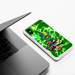 Чехол iPhone XS Max матовый BRAWL STARS LEON МОЛНИИ, цвет: 3D-белый — фото 2