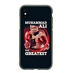 Чехол iPhone XS Max матовый Muhammad Ali, цвет: 3D-темно-зеленый