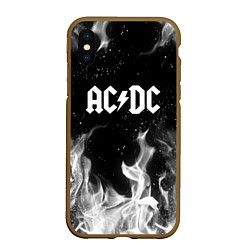 Чехол iPhone XS Max матовый AC DC, цвет: 3D-коричневый