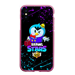 Чехол iPhone XS Max матовый BRAWL STARS MRP, цвет: 3D-малиновый