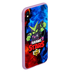 Чехол iPhone XS Max матовый BRAWL STARS VIRUS 8-BIT, цвет: 3D-сиреневый — фото 2