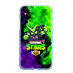 Чехол iPhone XS Max матовый BRAWL STARS VIRUS 8-BIT, цвет: 3D-голубой