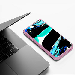 Чехол iPhone XS Max матовый Абстракция, цвет: 3D-розовый — фото 2