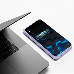 Чехол iPhone XS Max матовый Roblox Neon Hex, цвет: 3D-светло-сиреневый — фото 2