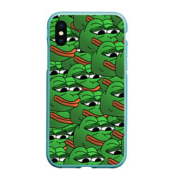 Чехол iPhone XS Max матовый Pepe The Frog, цвет: 3D-мятный